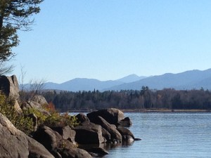 Views of the High Peaks, including Algonquin, from the north end of Long Lake on October 12, 2013.